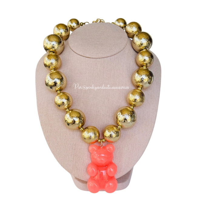 Peach Gummy Bear Necklace