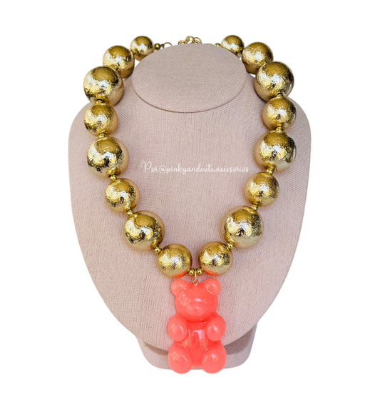 Peach Gummy Bear Necklace
