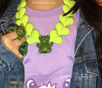 Glitter Bear Necklace (4 Colores disponibles)